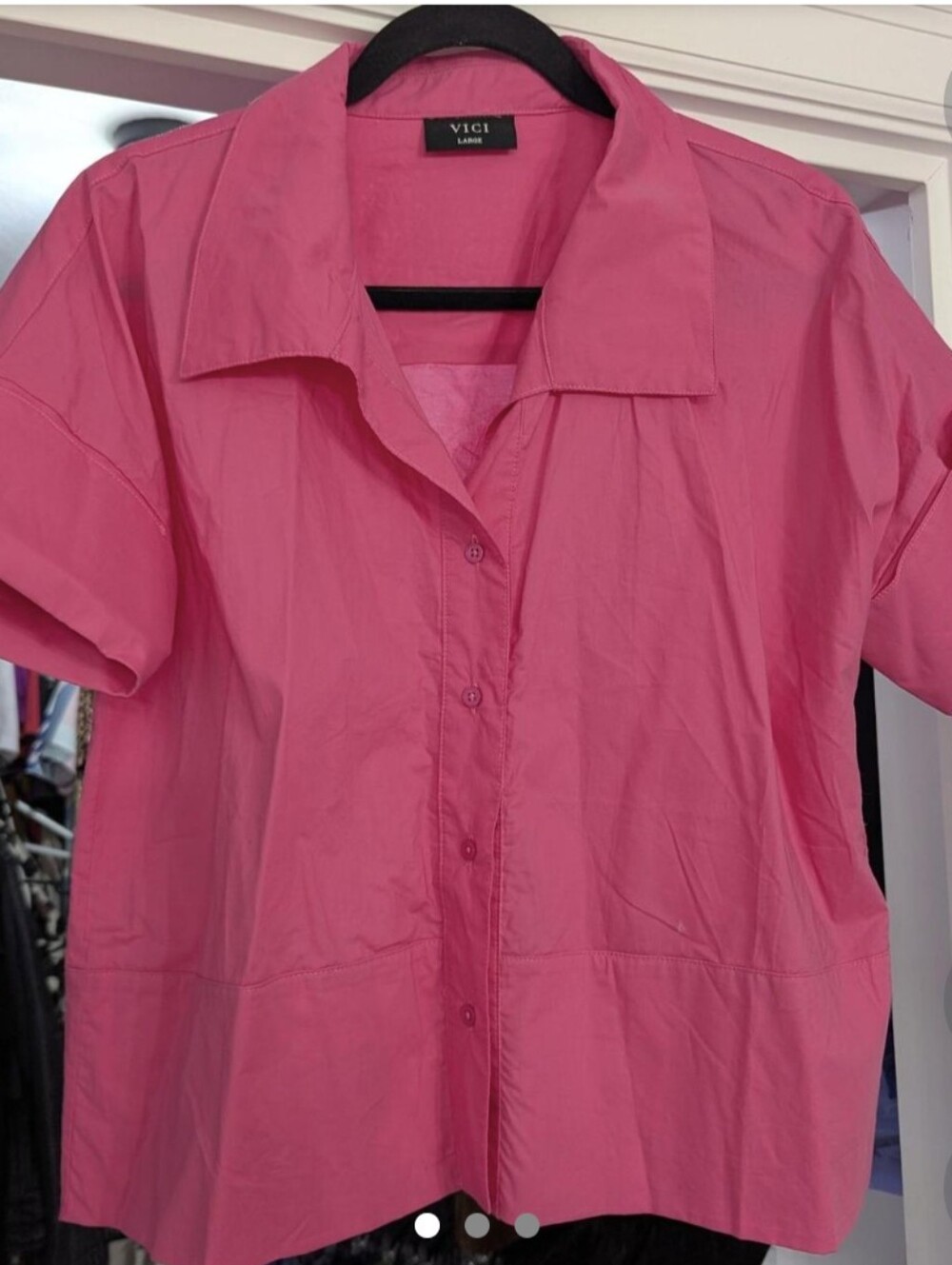 Vici Women's Pink Short-Sleeve Button Down Shirt